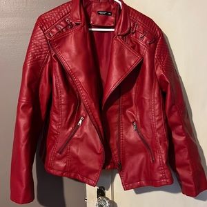 Red leather jacket size 4xl
